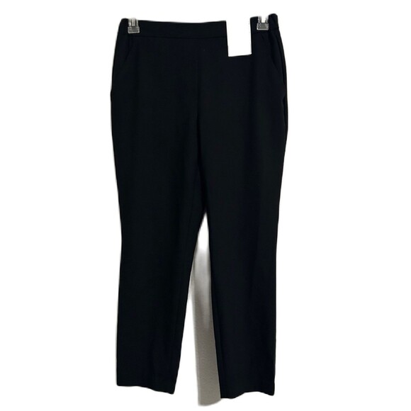 Nine West Pants Women M Black Pull On Crop Relaxed Mid Rise Preppy Office NWT - Picture 1 of 15